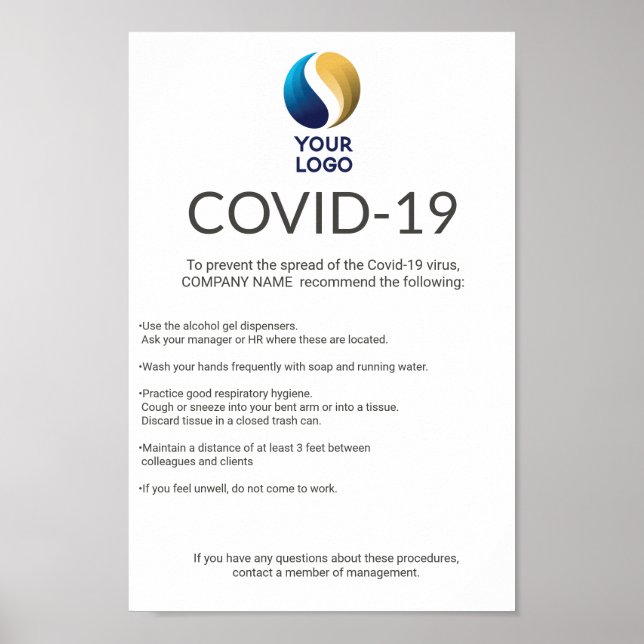Benutzerdefinierte Covid-19-Firmenlogo-Sicherheits Poster (Vorne)