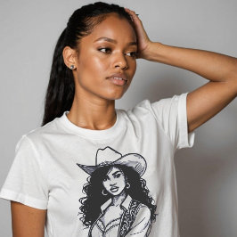 Benutzerdefinierte Cowgirl-Linie Zeichnend Country T-Shirt