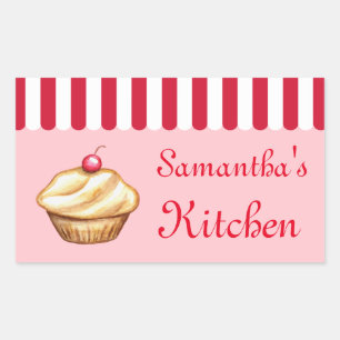 Benutzerdefinierte Cupcake-Bäckerei-Küchenaufklebe Rechteckiger Aufkleber
