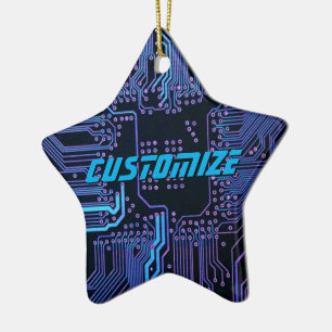 Benutzerdefinierte Cyber-Blau-PCB-Schaltplatine Te Keramik Ornament
