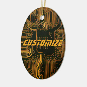 Benutzerdefinierte Cyber Orange PCB Leiterplatte T Keramik Ornament