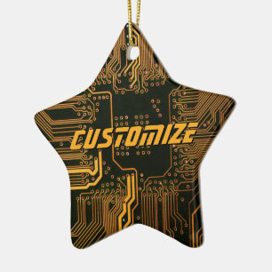 Benutzerdefinierte Cyber Orange PCB Leiterplatte T Keramik Ornament