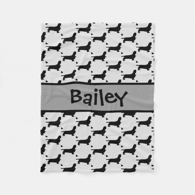Benutzerdefinierte Dackel Dog-Silhouette Fleecedecke (Vorderseite)