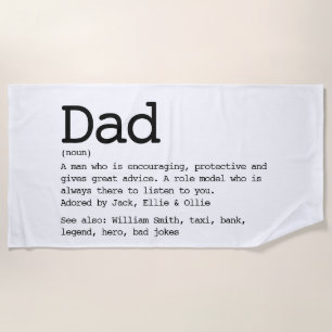 Benutzerdefinierte Dad-Definition Schwarz-Weiß Strandtuch
