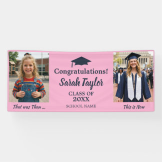 Benutzerdefinierte Dann und Jetzt 2 Foto-Abschluss Banner