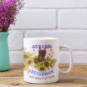 Benutzerdefinierte Dobermann Liebhaber Sonnenblume Kaffeetasse