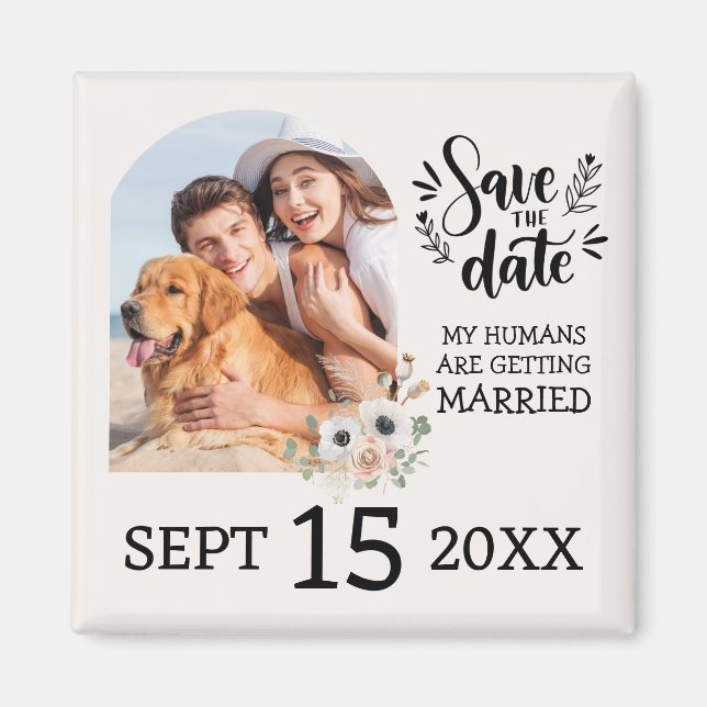 Benutzerdefinierte Dog Pet Foto Blumenhochzeit Spe Magnet (Vorne)