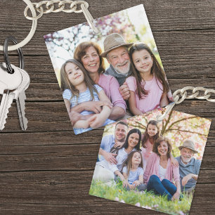 Benutzerdefinierte Doppelseitenfamilie Zwei Fotos Schlüsselanhänger