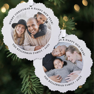 Benutzerdefinierte doppelseitige Familien-Weihnach Ornament Karte