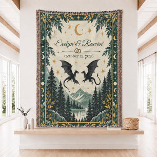 Benutzerdefinierte Drachen-Paarung-Wald-Gewebe-Wur Decke