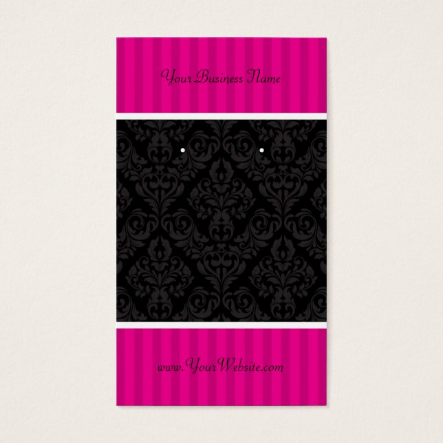 Benutzerdefinierte Earring-Karten Hot Pink Black D (Vorderseite)