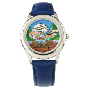 Benutzerdefinierte Edelstahlblaue Humpty-Satire-Uh Armbanduhr