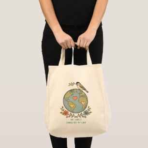 Benutzerdefinierte Eine Welt, verbunden durch Lieb Tragetasche
