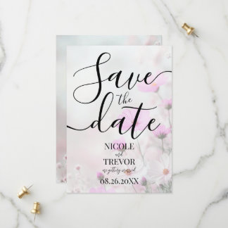 Benutzerdefinierte einfache rosa Blumen Hochzeit Save The Date