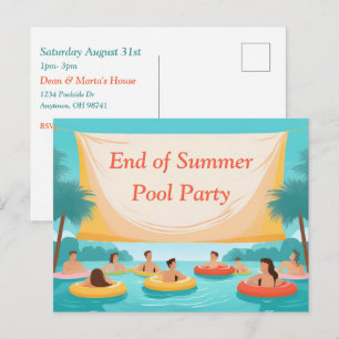 Benutzerdefinierte Einladung zur Poolparty am Ende Postkarte