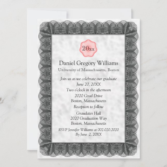 Benutzerdefinierte Einladungen für Abschluss (Vorderseite)