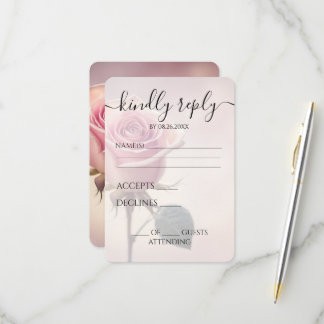 Benutzerdefinierte Einzelne Rosa Rose Hochzeit RSVP Karte