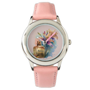 Benutzerdefinierte einzigartige Blumenparfümflasch Armbanduhr