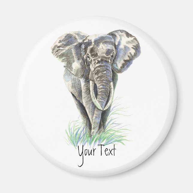 Benutzerdefinierte Elefant- und Aquarelltiersammlu Magnet (Vorne)