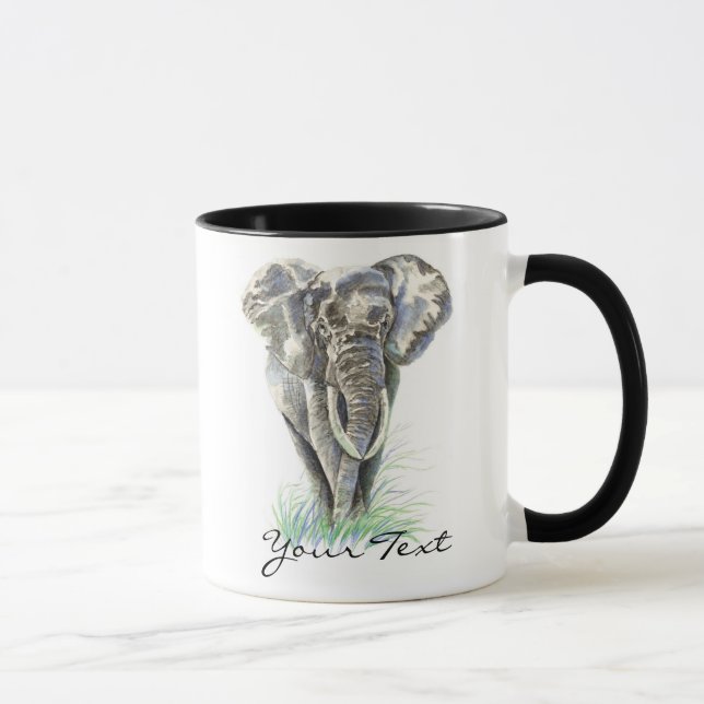 Benutzerdefinierte Elefant- und Aquarelltiersammlu Tasse (Rechts)