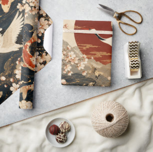 Benutzerdefinierte elegante japanische Koi- und Kr Geschenkpapier