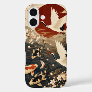 Benutzerdefinierte elegante japanische Koi- und Kr iPhone 16 Hülle