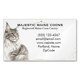 Benutzerdefinierte elegante Maine Coon Katzenzucht Magnetische Visitenkarte