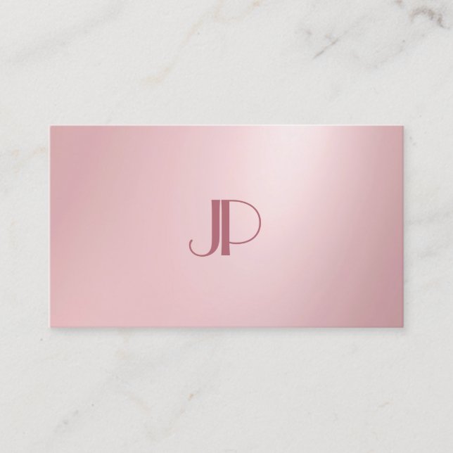 Benutzerdefinierte, elegante Monogram Rose Gold Te Visitenkarte (Vorderseite)