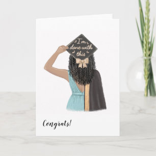 Benutzerdefinierte elegante schwarze Frau Abitur Karte
