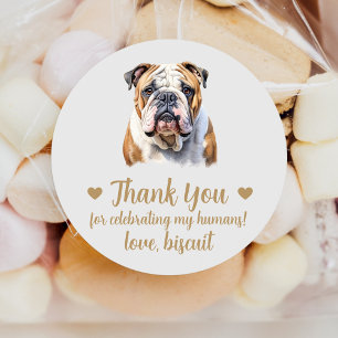 Benutzerdefinierte Englisch Bulldogge Hochzeitsgun Runder Aufkleber