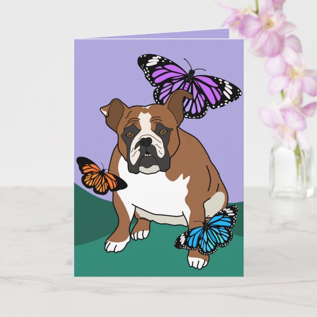 Benutzerdefinierte englische Bulldog-Karte Karte (Orchidee)