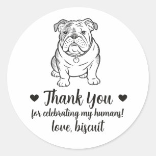 Benutzerdefinierte Englische Bulldogge Hund Hochze Runder Aufkleber