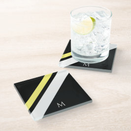 Benutzerdefinierte erste diagonale Linien schwarz Glasuntersetzer