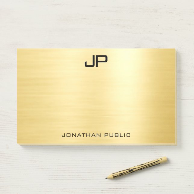 Benutzerdefinierte erste Monogramm-Imitate Gold-Vo Post-it Klebezettel (Auf Schreibtisch)