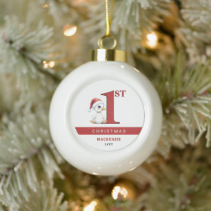 Benutzerdefinierte erste Weihnachten Wasserfarbe B Keramik Kugel-Ornament