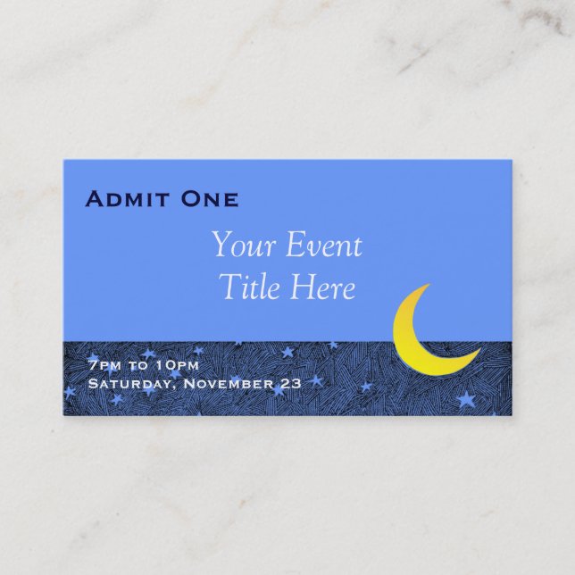 Benutzerdefinierte Event Ticket-Visitenkarte für M Visitenkarte (Vorderseite)