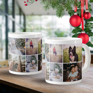 Benutzerdefinierte Familie 8 Foto-Collage Urlaub A Jumbo-Tasse