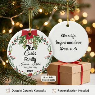 Benutzerdefinierte Familie von 5 Weihnachten perso Keramik Ornament
