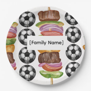 Benutzerdefinierte Familien-Fußball-BBQ-Party-Tell Pappteller