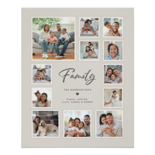 Benutzerdefinierte Familien-Mehrbild-Collage-Gitte Poster
