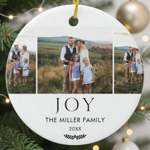 Benutzerdefinierte Familienfotocollage modern einf Keramik Ornament