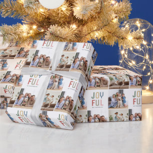 Benutzerdefinierte Familienfotos 3 Fröhliche Weihn Geschenkpapier