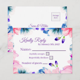 Benutzerdefinierte Farb-Wasserfarben-Blumen-RSVP-K RSVP Karte