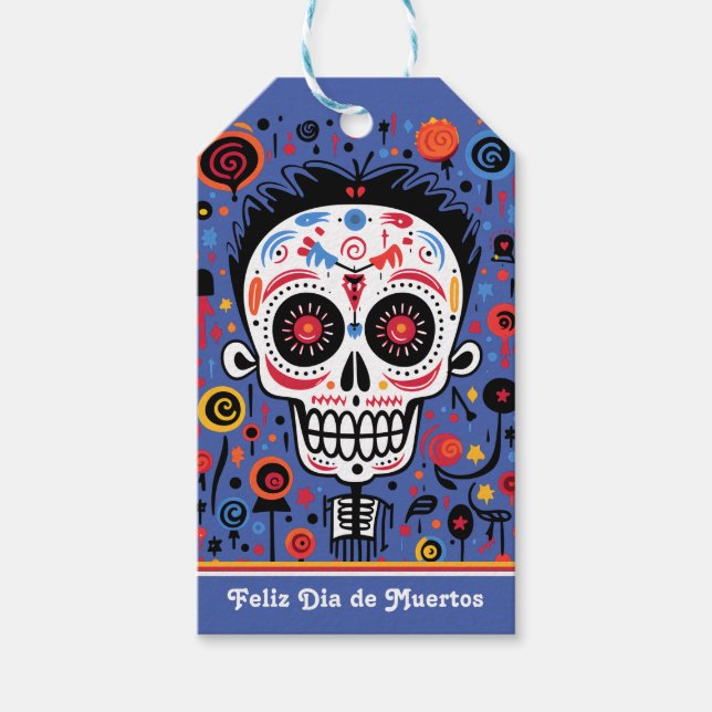 Benutzerdefinierte Farbe 💀 Día de Muertos Geschenkanhänger (Vorderseite)
