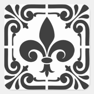 Benutzerdefinierte Farbe Elegante Schwarze Lilie F Quadratischer Aufkleber
