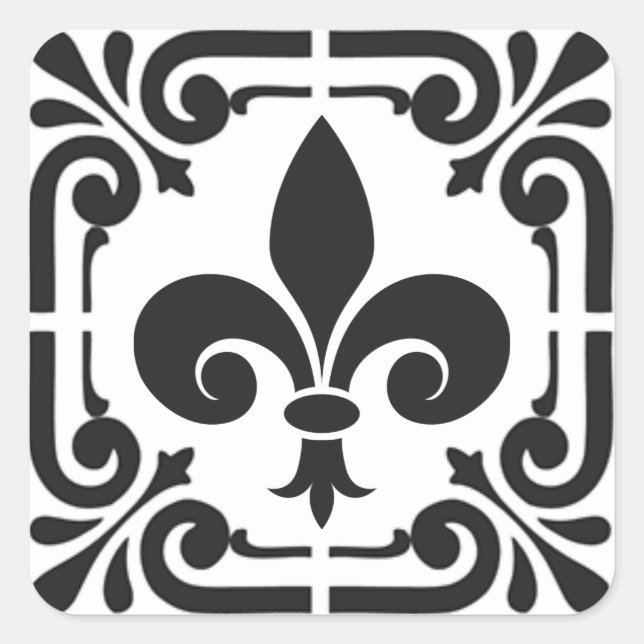 Benutzerdefinierte Farbe Elegante Schwarze Lilie F Quadratischer Aufkleber (Vorderseite)
