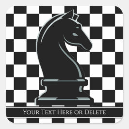 Benutzerdefinierte Farbe und Text Schachbrett Schw Quadratischer Aufkleber