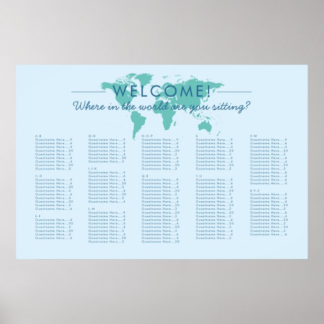 Benutzerdefinierte Farbe World Map Thema Sitzungst Poster (Vorne)