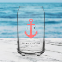 Benutzerdefinierte Farben Monogramm Anker Hochzeit