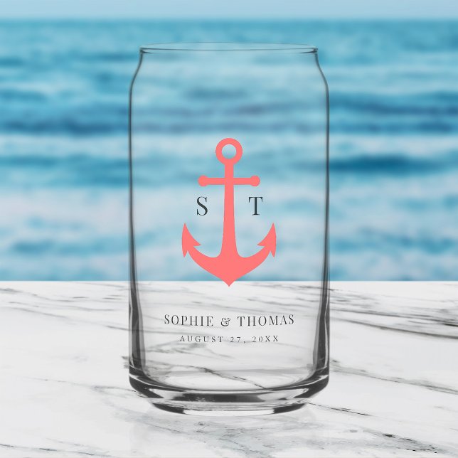 Benutzerdefinierte Farben Monogramm Anker Hochzeit Dosenglas (Von Creator hochgeladen)